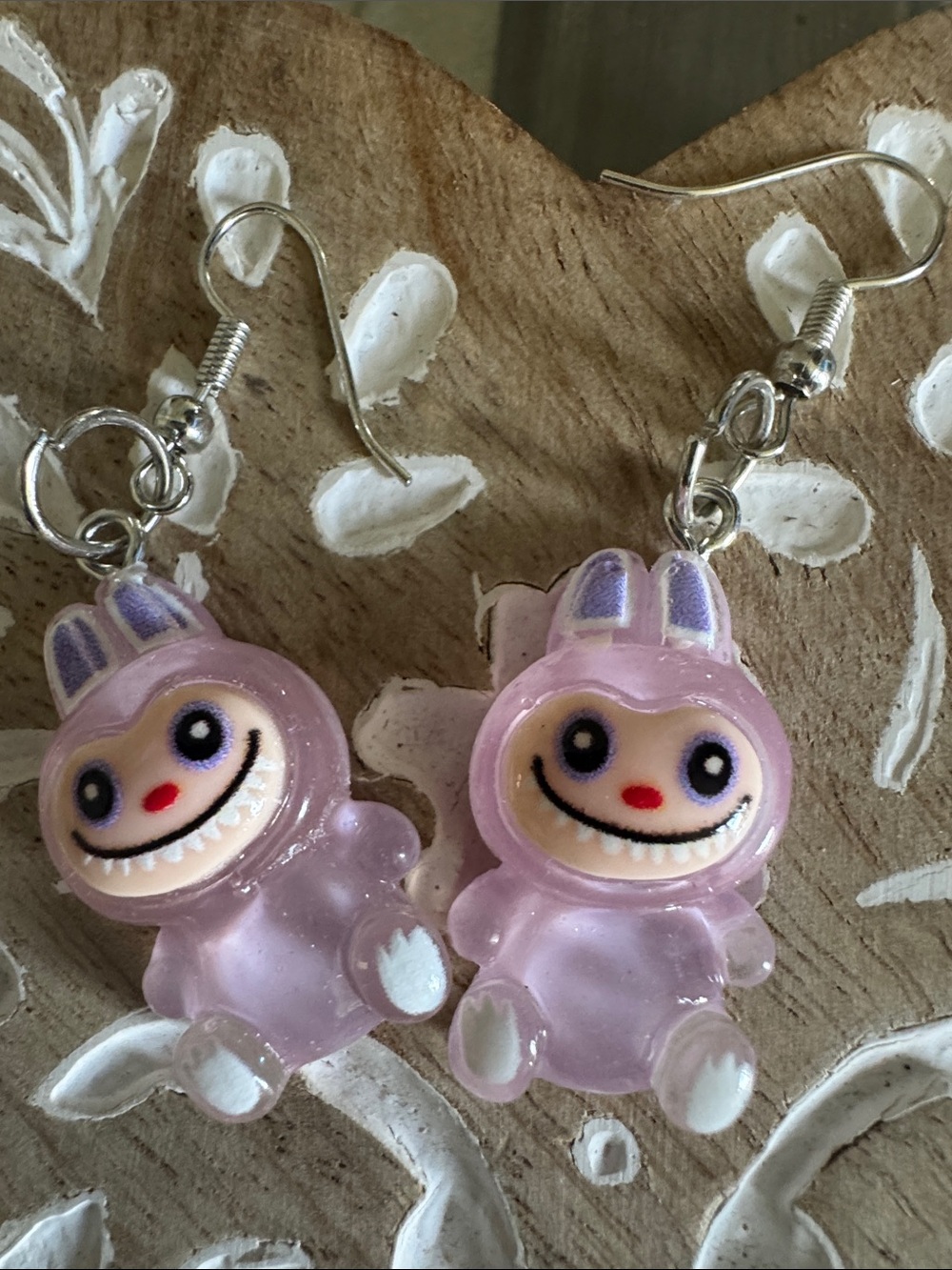 Kids Pink la bubu Character Dangle Earrings - Cute Resin Earrings - Picture 2 of 2